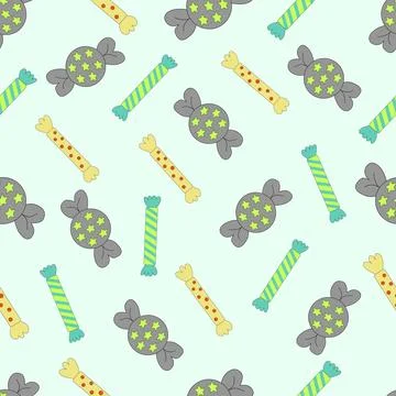 Colorful seamless pattern with multi-colored candies, on a light background. Stock Illustration