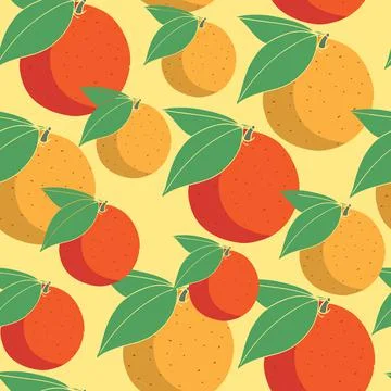 Colorful seamless pattern with orange fruit Stock Illustration