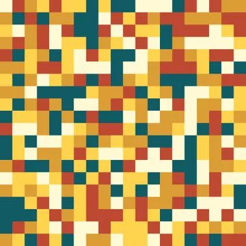 Colorful seamless pattern in pixel 8bit style in vintage colors Stock Illustration
