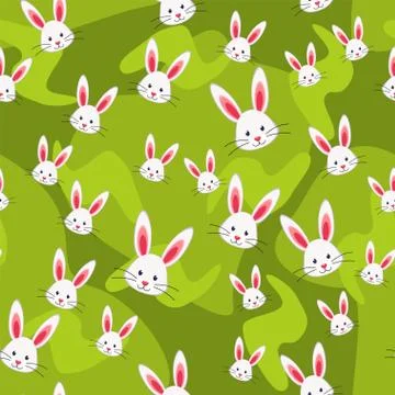Colorful seamless pattern rabbit grass background イラスト素材