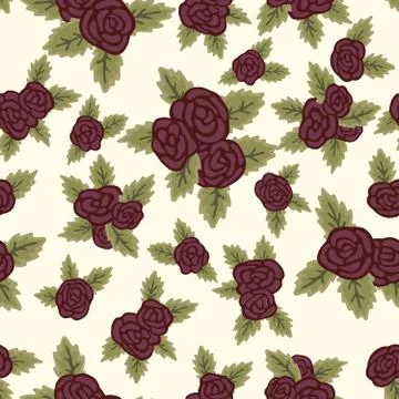 Colorful seamless pattern, red roses on light background Stock Illustration