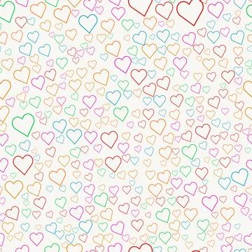 Colorful seamless pattern with scattered heart shapes illustration Stock Illustration