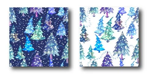 Colorful seamless pattern set with Christmas tree Stock Illustration