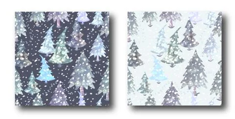 Colorful seamless pattern set with Christmas tree Illustrazione stock