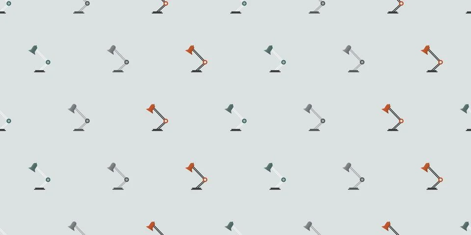 Colorful Seamless Pattern - Set of Many Desktop Reading Lamp Objects - Side.. Stock Illustration