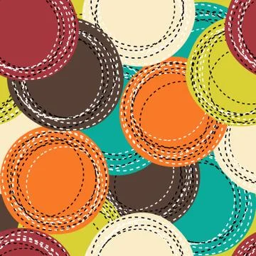 Colorful seamless pattern with sewing round shapes Illustrazione stock