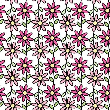 Colorful seamless pattern of simple flowers in trendy marker shades. Abstract Stock-Illustration