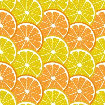 Colorful seamless pattern with sliced pieces of citrus fruit. The modern Stock Illustration