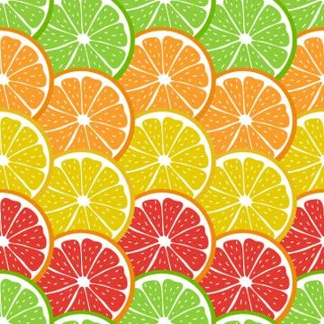 Colorful seamless pattern with sliced pieces of citrus fruit. The bright Stock Illustration