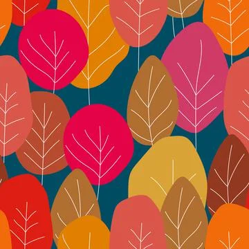 Colorful seamless pattern with trees on color background. Vector stock Illustrazione stock