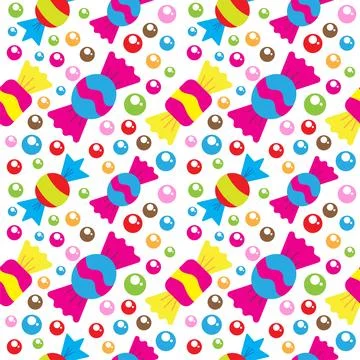 Colorful seamless pattern with various sweet candies element. Background de.. Illustrazione stock