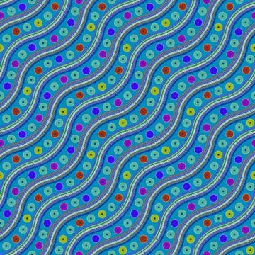 Colorful seamless pattern wallpaper background waves in blue colors Stock Illustration