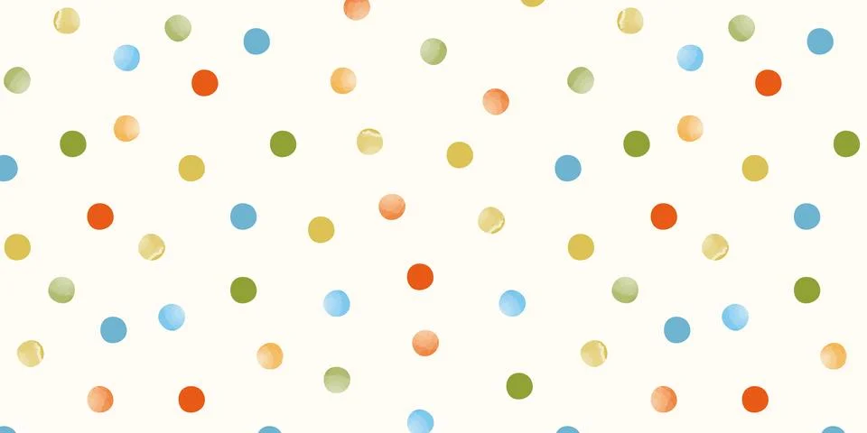 Colorful seamless polka dot pattern with hand drawn watercolor circles. Pla.. Stock Illustration