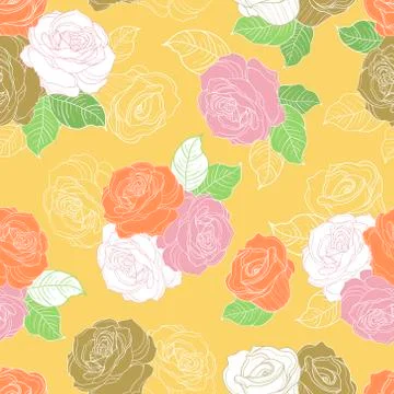 Colorful seamless rose pattern Stock Illustration