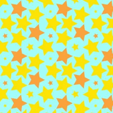 Colorful Seamless Star Pattern on blue. Endless vector texture can be used for Illustrazione stock