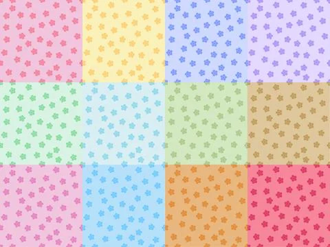 Colorful seamless star pattern bundle, 12 pastel shades vector collection Stock-Illustration