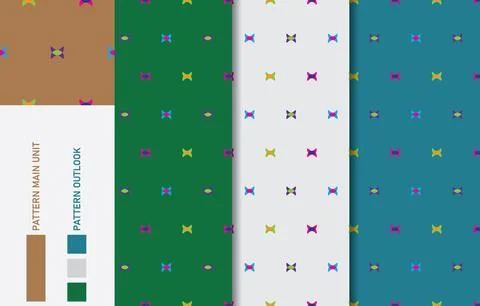 Colorful seamless textile cloth pattern collection vector illustration Illustrazione stock