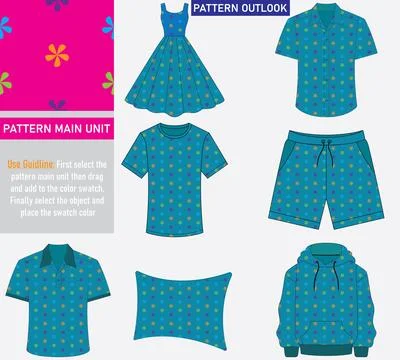 Colorful seamless textile cloth pattern collection vector illustration Illustrazione stock