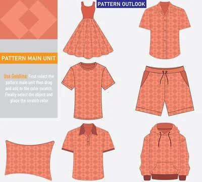 Colorful seamless textile cloth pattern collection vector illustration Illustrazione stock