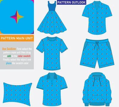 Colorful seamless textile cloth pattern collection vector illustration Stock Illustration