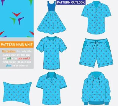 Colorful seamless textile cloth pattern collection vector illustration Stock Illustration
