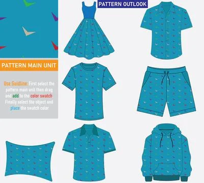 Colorful seamless textile cloth pattern collection vector illustration Stock Illustration