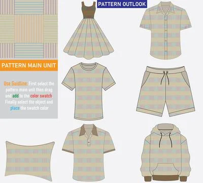 Colorful seamless textile cloth pattern collection vector illustration Illustrazione stock