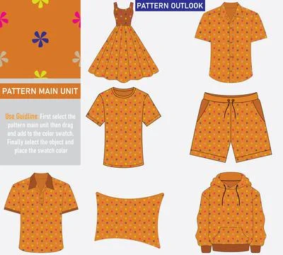 Colorful seamless textile cloth pattern collection vector illustration Stock Illustration