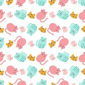 Colorful seamless vector pattern with cute animals Illustrazione stock