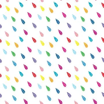 Colorful seamless vector raindrop pattern. Stock Illustration