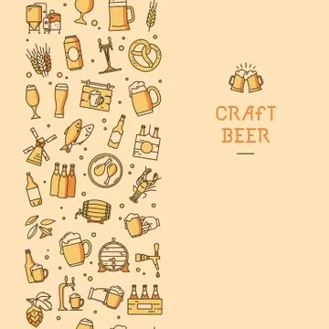 Colorful seamless vertical pattern beer icons on the theme of beer. Stock Illustration