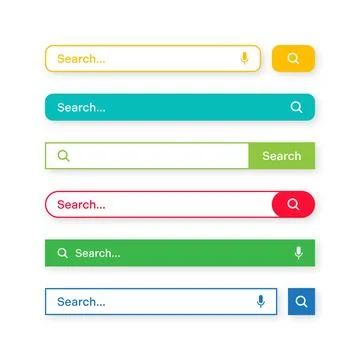 Colorful search bar templates. Internet browser engine with search box, address Stock Illustration