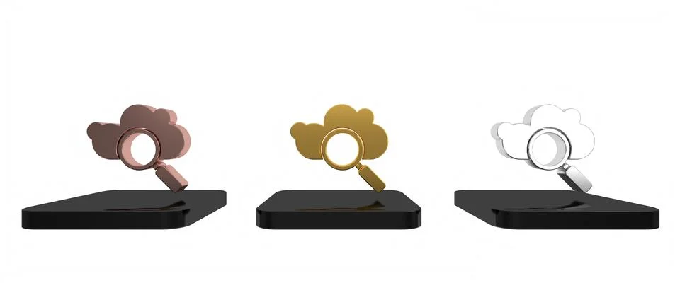 Colorful Search cloud computing icon isolated on white background. Magnifyi.. Stock Illustration