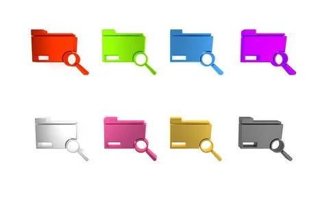 Colorful Search concept with folder icon isolated on white background. Magn.. イラスト素材