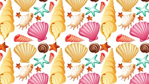 Colorful Seashell Pattern Animation Stock Footage 301497015