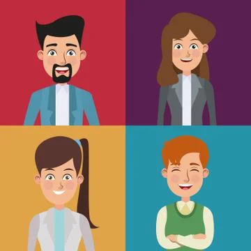 Colorful sections frame set of half body executives male and female people Stock-Illustration