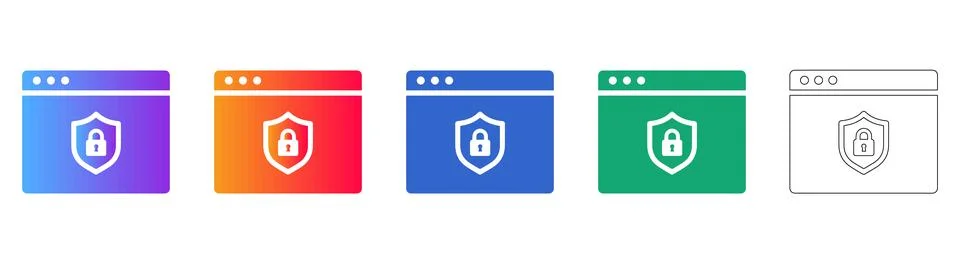 Colorful Secure Browser Window Icons Stock Illustration