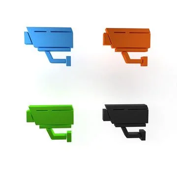 Colorful Security camera icon isolated on white background. Minimalism conc.. Illustrazione stock