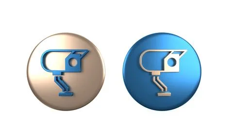 Colorful Security camera icon isolated on white background. Circle button. .. Stock Illustration