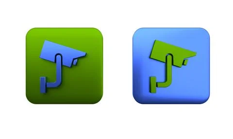 Colorful Security camera icon isolated on white background. Square button. .. Illustrazione stock