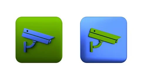Colorful Security camera icon isolated on white background. Square button. .. Stock Illustration