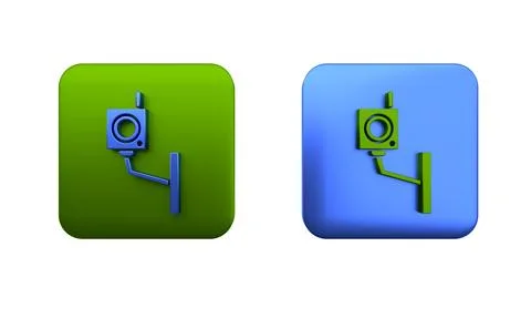 Colorful Security camera icon isolated on white background. Square button. .. Stock Illustration
