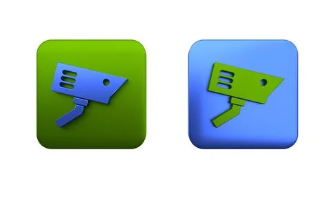 Colorful Security camera icon isolated on white background. Square button. .. Stock Illustration
