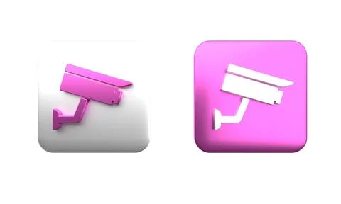 Colorful Security camera icon isolated on white background. Square button. .. Stock Illustration