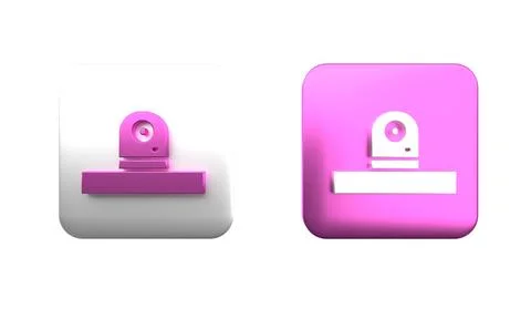 Colorful Security camera icon isolated on white background. Square button. .. Foto stock