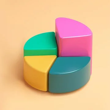 Colorful Segmented Pie Chart vector 3d icon Stock Illustration