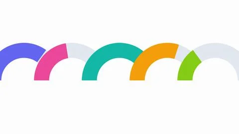 Colorful segmented progress arcs with gradient transitions Stock Illustration