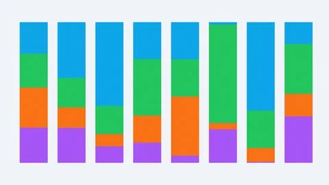 Colorful segmented rectangular bars with abstract geometric patterns Illustrazione stock