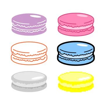 Colorful selection of macarons arranged in a grid on a white background Illustrazione stock