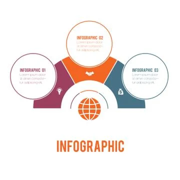 Colorful semicircle and circles.  Elements of Infographics Conceptual Cyclic  Stock Illustration